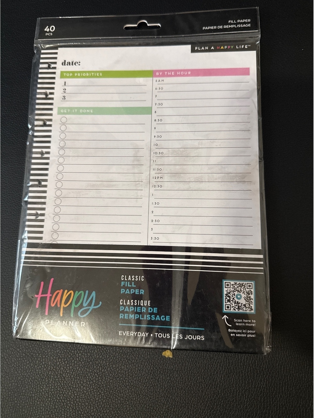 Happy Planner Classic Fill Paper - Everyday Undated Planner Inserts, 40 Sheets